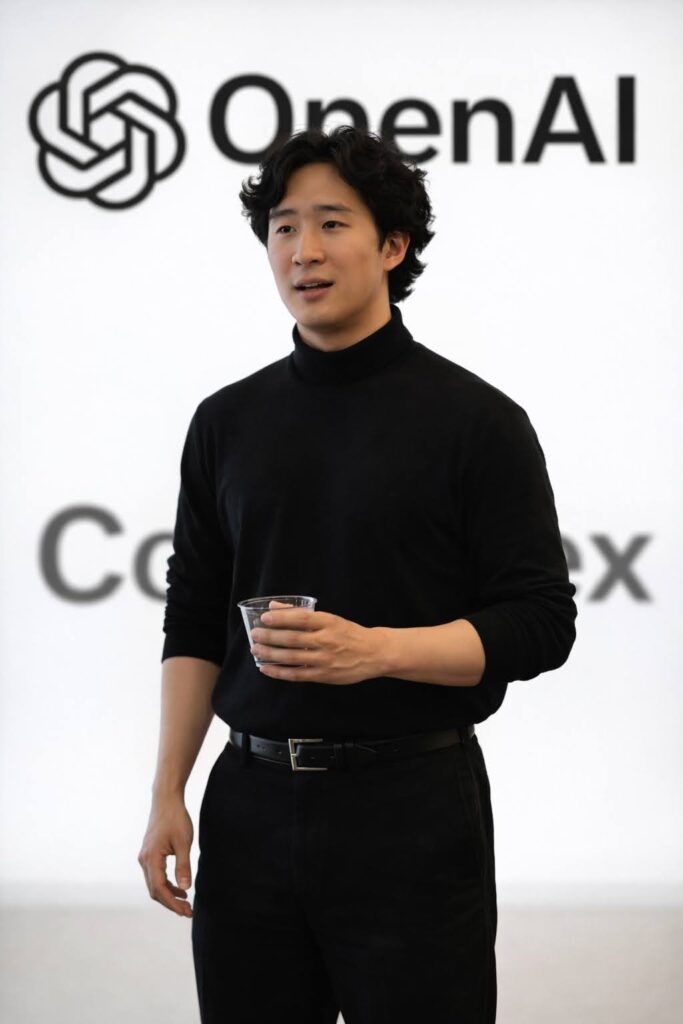 A person standing in front of an OpenAI event backdrop.